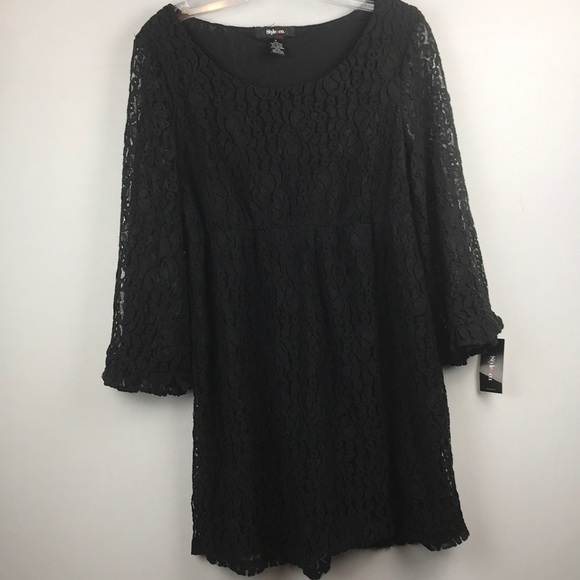 Style & Co. Dresses & Skirts - Style&CO Lace black dress size Small L/S w/lining
